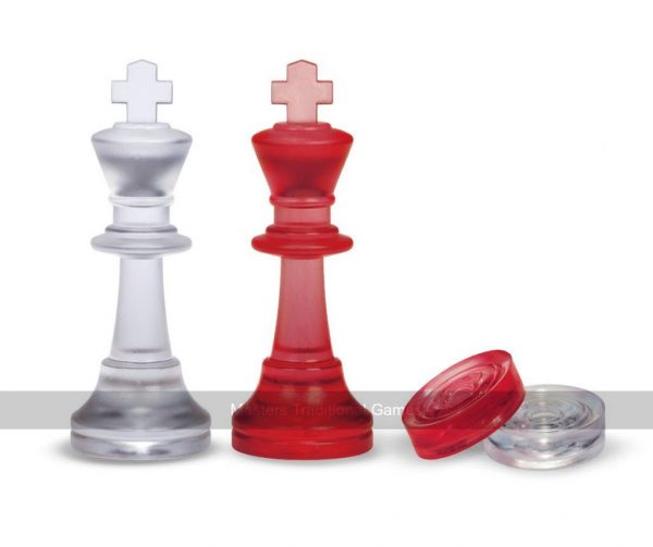 Dal Negro Red Frosted Chess & Draughts Pieces