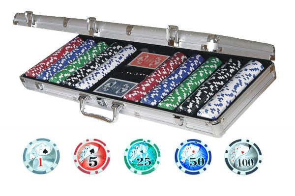 Texas Hold'em Deluxe Laser Poker Chip Set - 500 Chips with Number Values