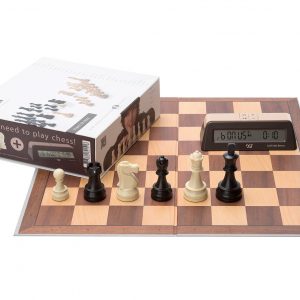 DGT Chess Starter Box Brown (Pieces, Board & DGT1002 Chess Timer)