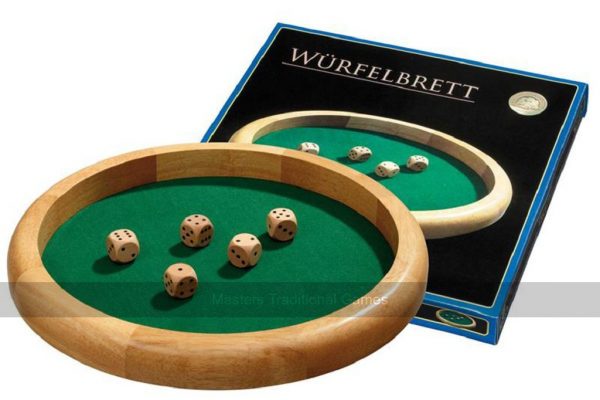 Large Wooden Dice Tray with Dice (39cm)