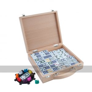 Hot Sports Mexican Train Dominoes in Wooden Case