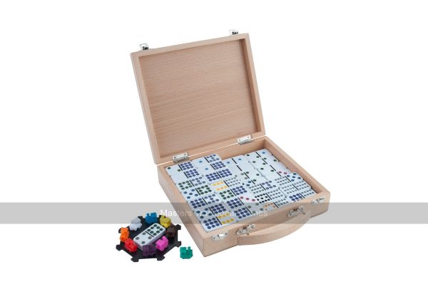 Hot Sports Mexican Train Dominoes in Wooden Case