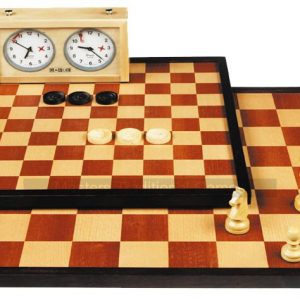 Double-Sided Chess & 10x10 Draughts Board, 42cm with Raised Border
