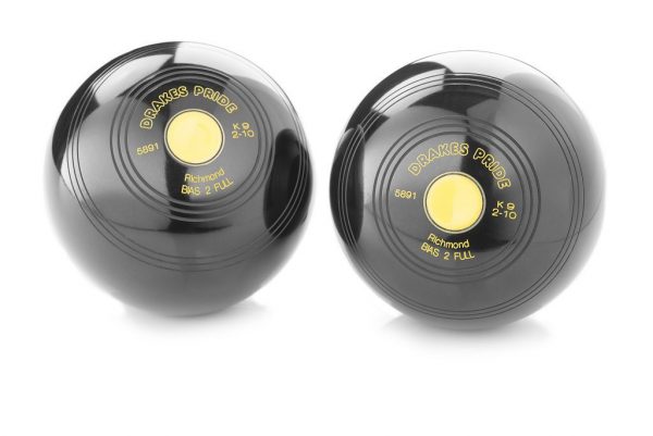 Drakes Pride Richmond Crown Green Bowls - Black (pair, no grip)