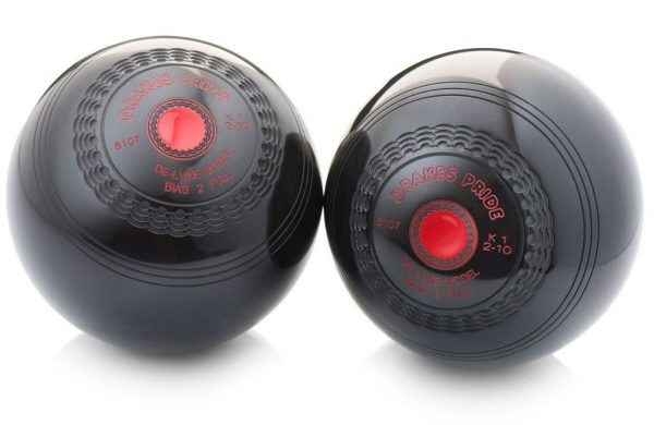 Drakes Pride Deluxe Crown Green Bowls - Black (pair, with grips)