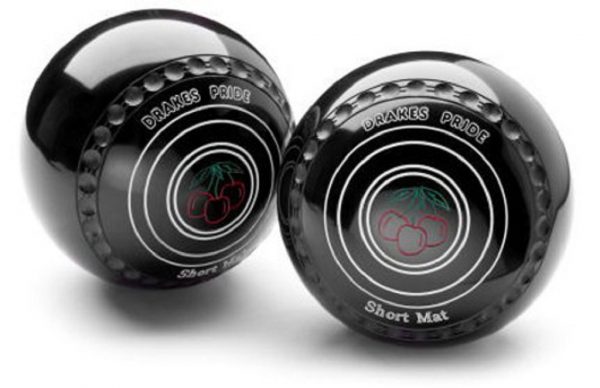 Pair of Drakes Pride Short Mat Bowls - Black - Heavy Weight - Size 4