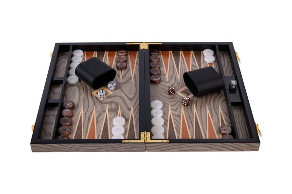 15 inch Deluxe Backgammon Set - Grey Ebony Wood Veneer