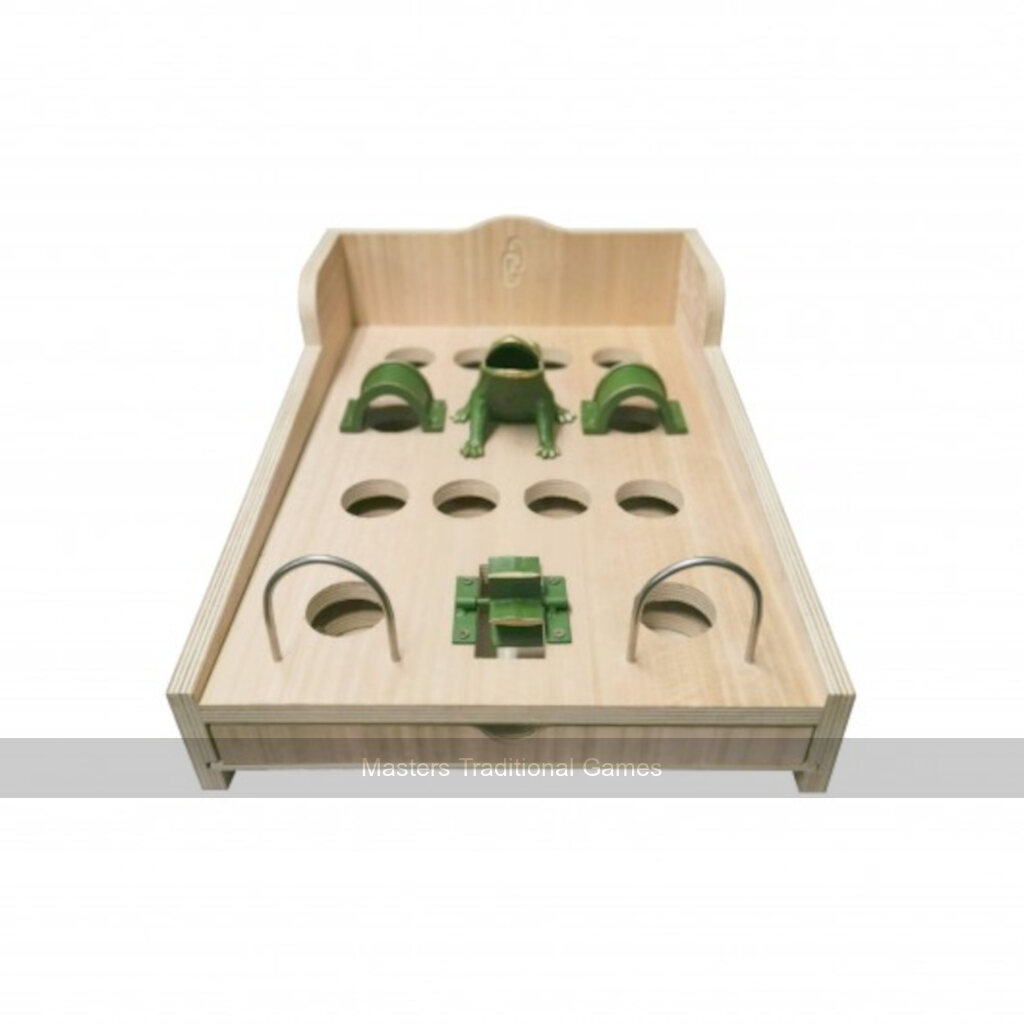 Frog Game - 14 Holes, Cast Iron Frog with Wooden Draw