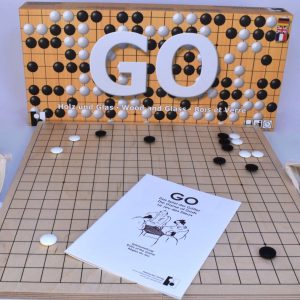 Go Set with Folding Wooden Board & Glass Stones