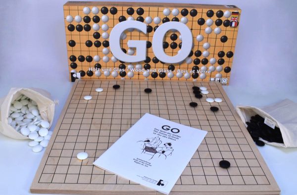 Go Set with Folding Wooden Board & Glass Stones
