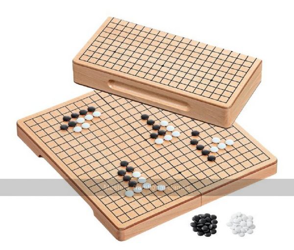Philos Folding Go Set - beech wood board with plastic stones