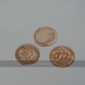 Set of 5 old English Ha'pennies smoothed (heads side visible)
