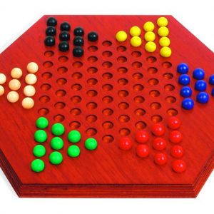 Large 36cm Hexagonal Chinese Checkers Game with Wooden Marbles