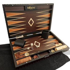 Deluxe Wooden Hand-Carved 15-inch Backgammon Set by Italfama