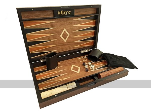 Italfama Deluxe Wooden Inlaid 15-inch Backgammon Set (Walnut & Maple)
