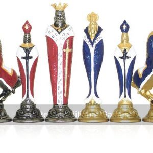 Italfama Renaissance Hand-Painted Metal Chess Pieces (5.5-inch King)