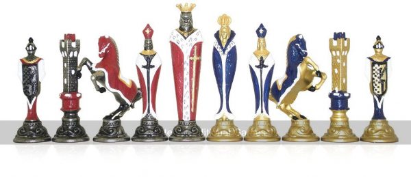 Italfama Renaissance Hand-Painted Metal Chess Pieces (5.5-inch King)