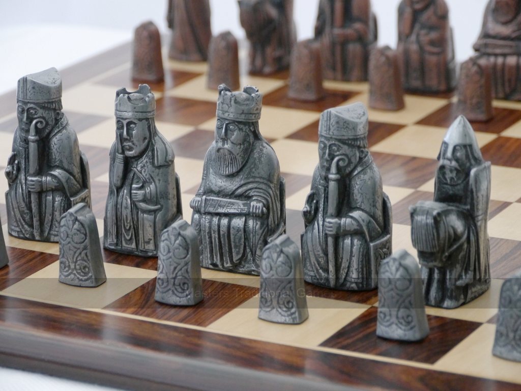 Berkeley Chess Isle of Lewis Chess Set - Steel & Copper finish