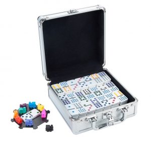 Longfield Games Mexican Train Double Twelve Dominoes in Aluminium Case