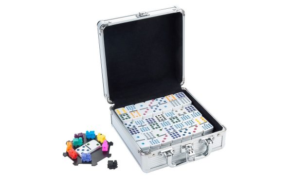 Longfield Games Mexican Train Double Twelve Dominoes in Aluminium Case