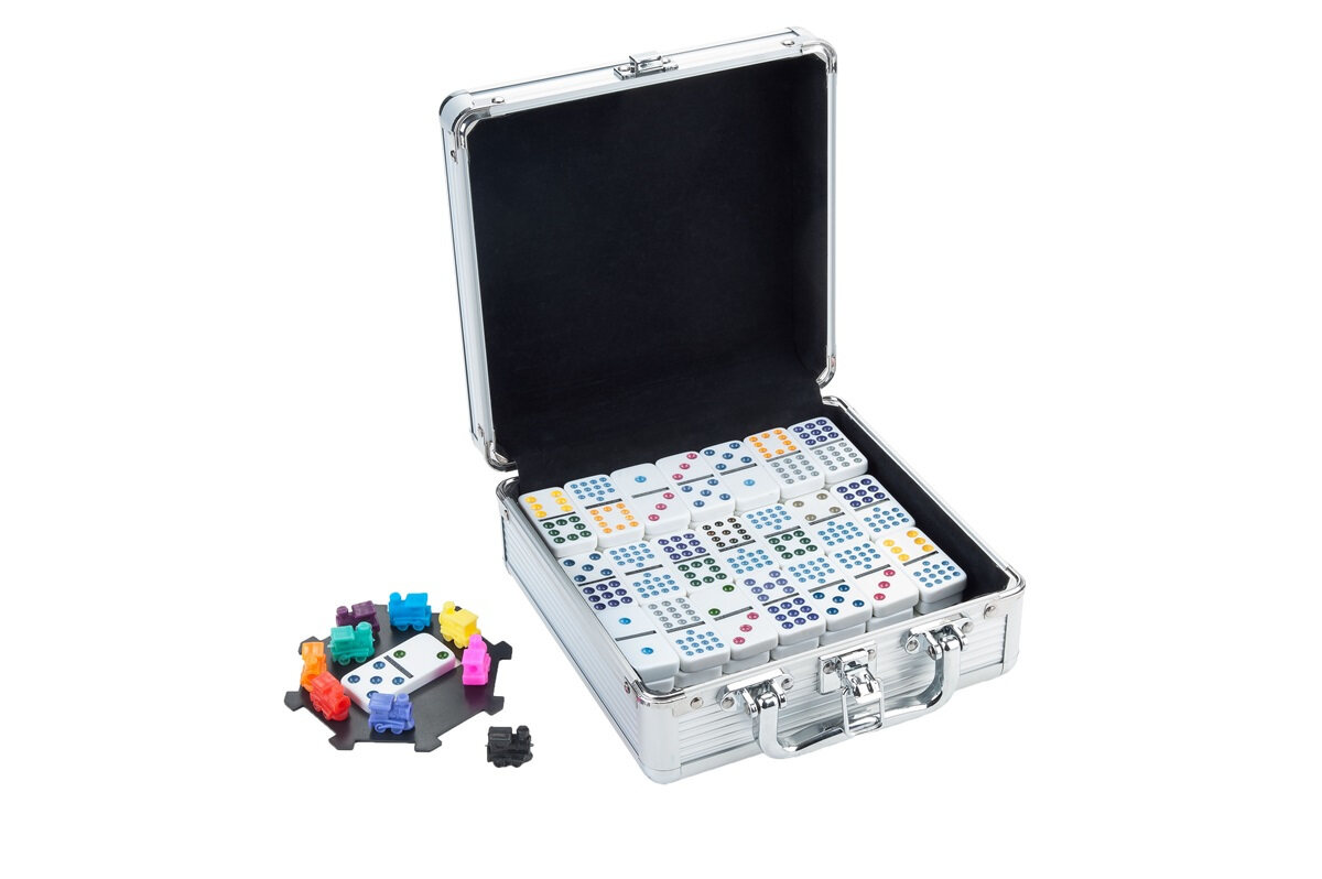 Longfield Games Mexican Train Double Twelve Dominoes in Aluminium Case