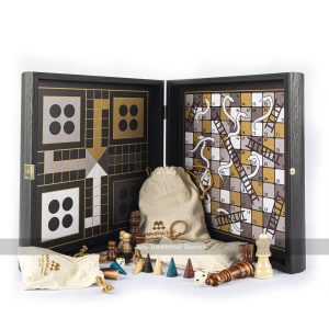 Chess, Backgammon, Ludo, Snakes & Ladders Wooden Games Compendium