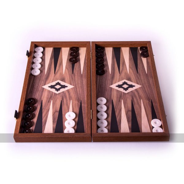 Manopoulos Walnut Effect 19-inch Wooden Backgammon Set
