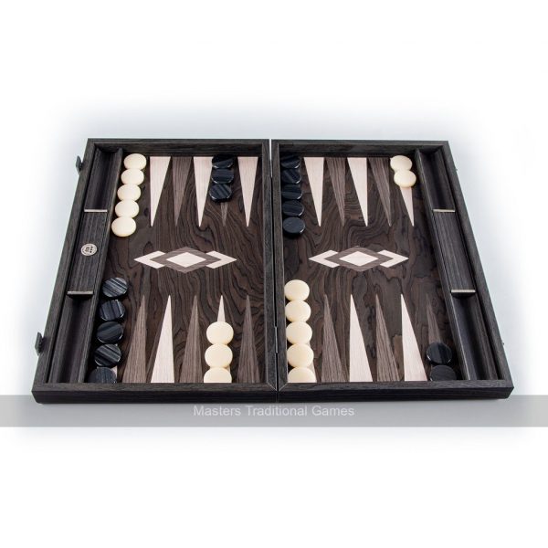 Manopoulos Luxury Ebony Burl 19-inch Backgammon Set