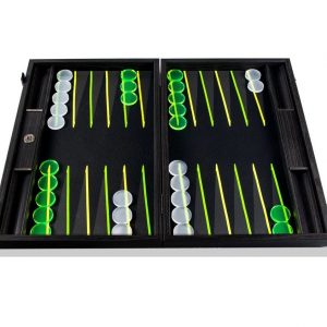 Manopoulos Fluorescent Green UV Leatherette Backgammon Set (19-inch)