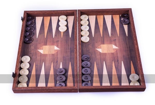 Manopoulos Creative Geometrical Wood Motif 19-inch Backgammon Set