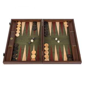 Manopoulos Green Cork 19 inch Backgammon Set