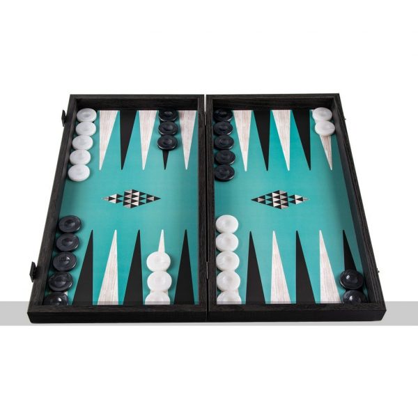 Manopoulos Creative Turquoise Geometric Shapes 19-inch Backgammon Set