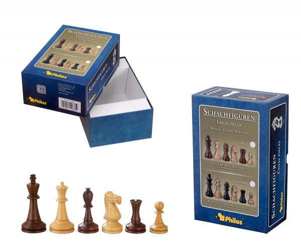 Philos Triple-weighted Sheesham & Boxwood Chess Pieces, 4 inch King