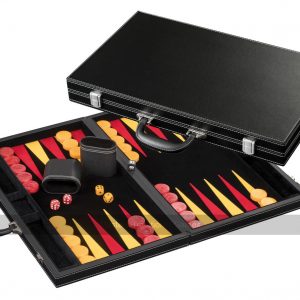 Philos 18-inch Leatherette Backgammon Set, Donousa