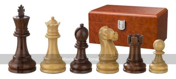 Philos Sheesham & Boxwood Staunton Chess Pieces (3.75 inch King, box)