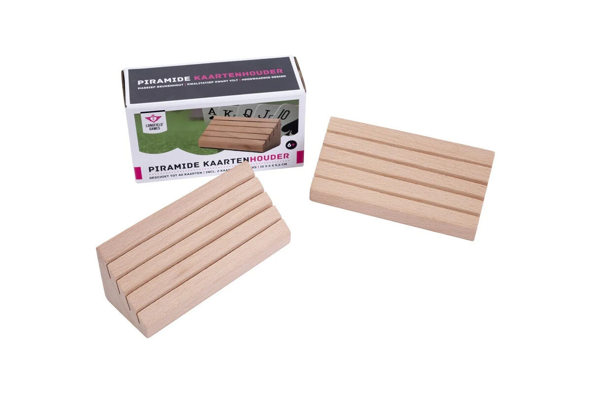 Set of 2 Pyramid Card Holders - Beech Wood
