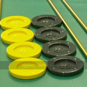 Set of 8 Arco Tournament Shuffleboard Discs, inc. basket