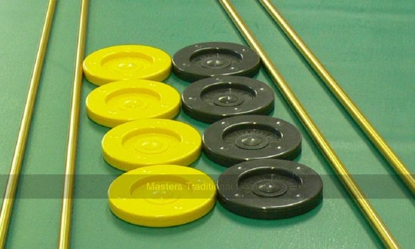 Set of 8 Arco Tournament Shuffleboard Discs, inc. basket