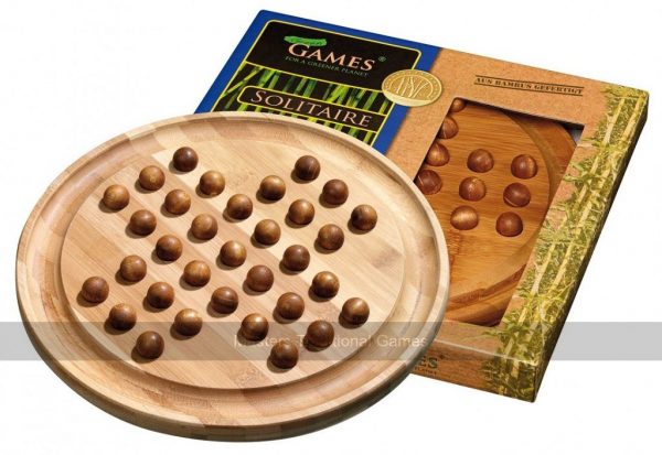 Large Bamboo Solitaire with Wooden Marbles