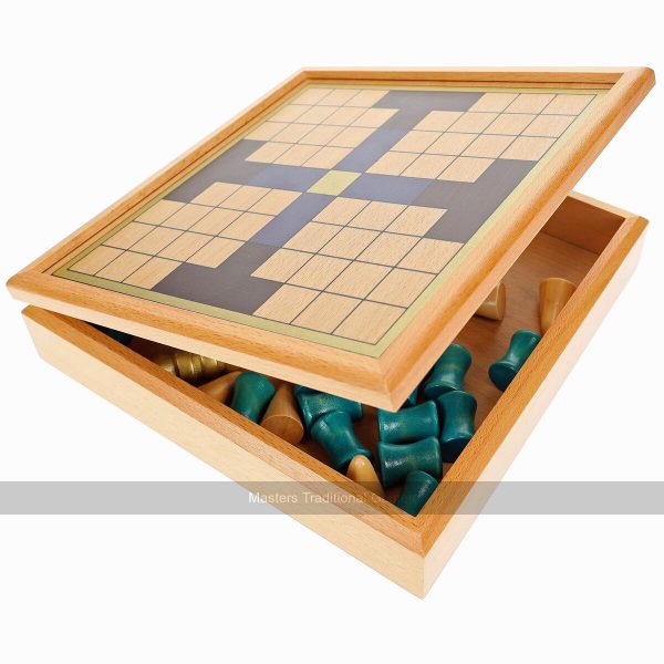 Tablut, Viking Tafl Game with Wooden Cabinet Board & Painted Pieces