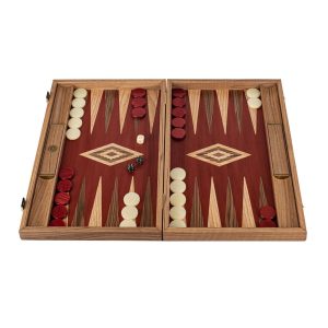 Manopoulos Premium Walnut with Red Oak 19-inch Wooden Backgammon Set