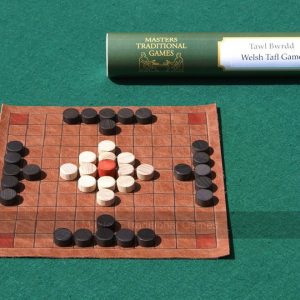 Welsh Tawlbrdd - leather board with wooden pieces