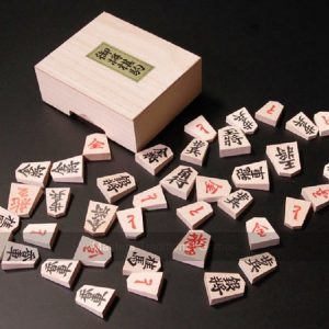 Wooden Shogi Pieces in Box - Stamped, Aoka Wood