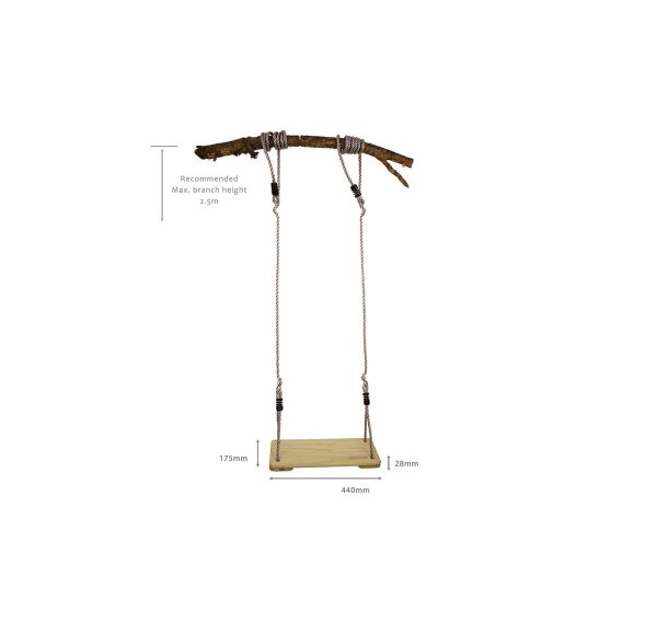 Wooden Tree Swing - 3 metre ropes