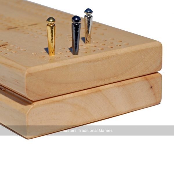 Cabinet Cribbage - Wooden 3 Track Board with Pegs, Cards & Storage