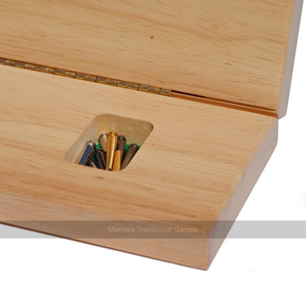 Cabinet Cribbage - Wooden 3 Track Board with Pegs, Cards & Storage
