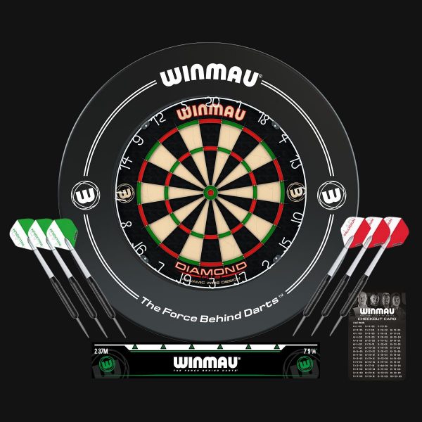 Winmau Diamond Plus Surround Set (Dartboard, Surround and 6 Darts)