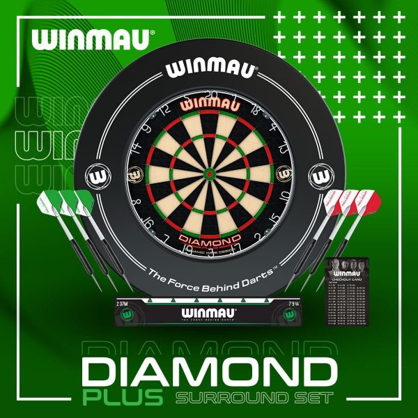 Winmau Diamond Plus Surround Set (Dartboard, Surround and 6 Darts)