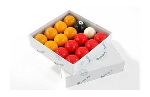 Aramith Red & Yellow 2-inch League Pool Balls with 1 7/8 inch Cue Ball