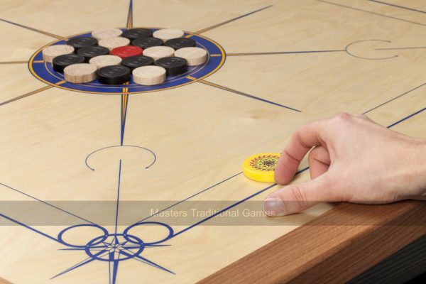 Atelier Radscha Luxury Carrom Board Set - Blue/Yellow Sun Design